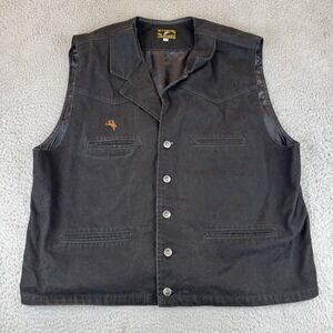 Wyoming Traders Vest Waistcoat Western Snap Front XL Mens Black Cotton Cowboy